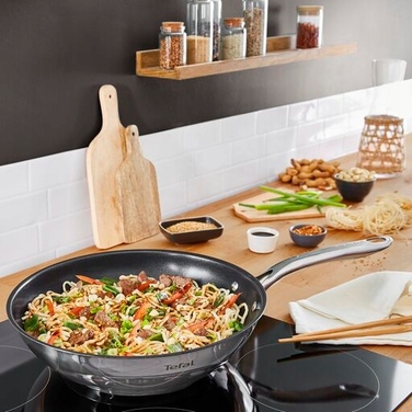 Набір сталевих сковорідок TEFAL Infinite 28/30 см, для індукційних та газових плит, з антипригарним покриттям