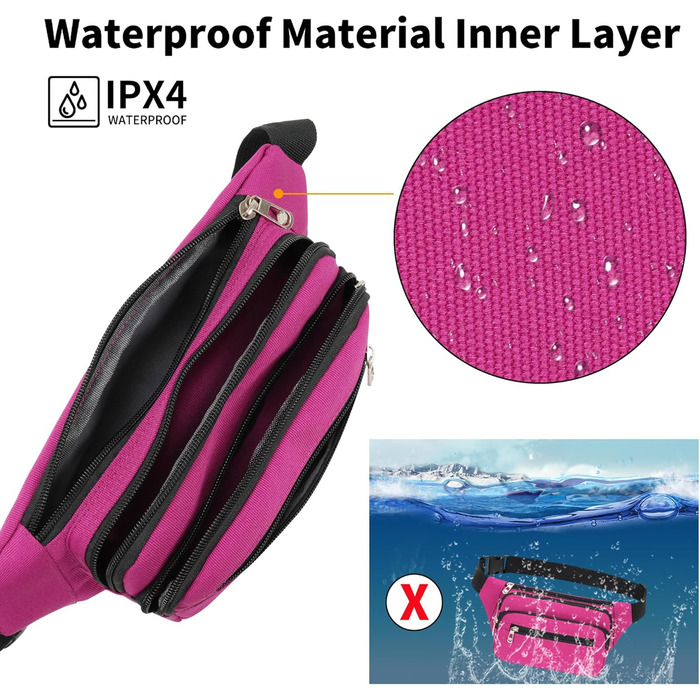 Поясна сумка на пояс, унісекс, сучасна, для подорожей, прогулянок, собак, чоловіча та жіноча (Рожево-червоний)