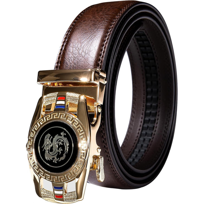 Чоловічий шкіряний ремінь Barry Wang чорний з автоматичною пряжкою (3 в 1), регульований бізнес-пояс, 130 см, у подарунковій коробці