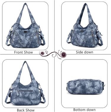 Сумка жіноча AngelKiss через плече, водонепроникна PU шкіра, блакитна - багатофункціональна сумка-месенджер