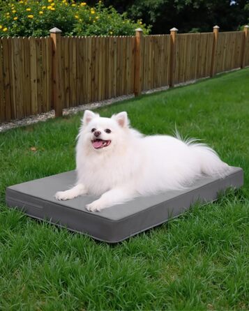 Ортопедичне ліжко для собак великих порід, 119x73 см. Знімний чохол з екошкіри, м'яке лежання, для дому та вулиці (73x45x7 см, сірий)