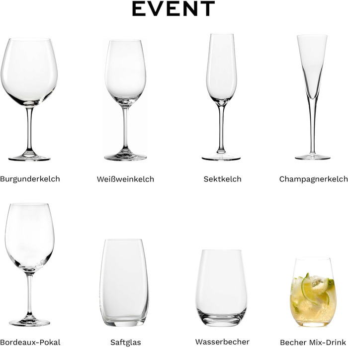 Stölzle Lausitz Water Glasses Event 6-Piece Set 335 ml – Versatile glasses for juice, water & cocktails – High-quality juice glasses made of crystal glass – Dishwasher & shock-resistant drinking glasses, Made in Germany