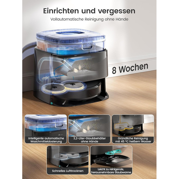 Робот-пилосос LEFANT M210P: потужність 2200Pa, Wi-Fi, Bluetooth, керування через додаток, 6 режимів, автоматична зарядка, для твердих підлог та шерсті тварин