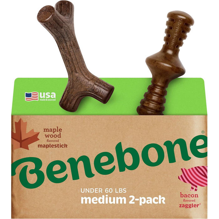 Benebone набір іграшок для собак-гризунів, міцні іграшки для агресивних гризунів, подарункова коробка з кісткою, рибною кісткою, палицею та Zaggler, для малих собак, з ароматом, середній розмір, вироблено в США