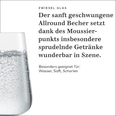 Набір універсальних келихів Zwiesel Glas Vervino 4 шт, тритан-кристал, з мос'єрною точкою, для напоїв, вироблено в Німеччині