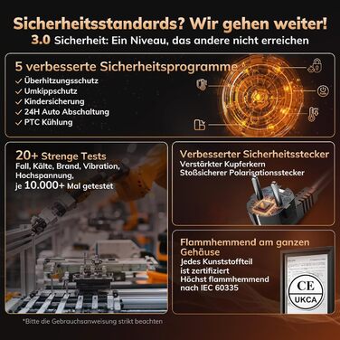 Електричний обігрівач AEOCKY 3 покоління з AI-термостатом, 1800 Вт, PTC, для дому, з пультом, 70° осциляція, тихий, безпечний, портативний, для офісу, спальні, кімнати