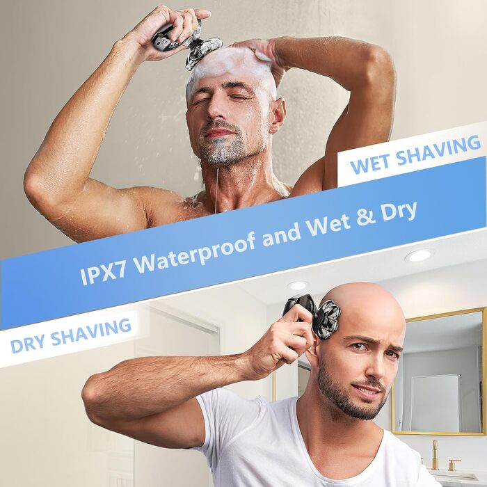 Електричний гоління для голови та бороди LOEVERY з магнітною насадкою 7D, чоловічий, IPX7, LED дисплей, срібний