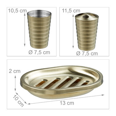 Relaxdays 5-Piece Bathroom Set Stainless Steel Gold