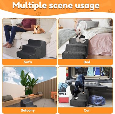 Сходинки для собак та котів, 3 сходинки, 30 см, антиковзкі, сірі