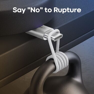 Кабель USB-C на USB-A, 30см, 2 шт., білий. Швидка зарядка, нейлон, для iPhone, Samsung Galaxy