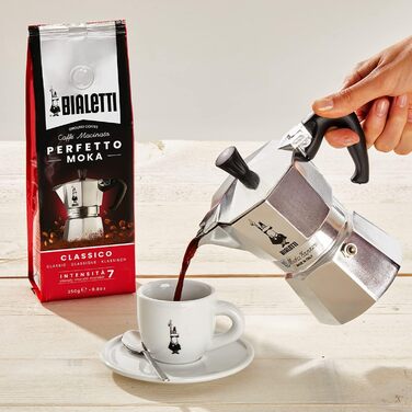 Bialetti Kaffeepresse Preziosa, French Press Filter for coffee or tea, stainless steel housing and borosilicate glass container, dishwasher-safe, 1 Liter, 8 cups, Silver (1 l (8 cups), Bundle with Perfetto Moka Classico)