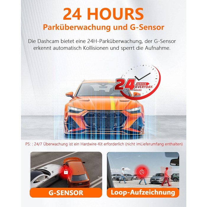 Відеореєстратор Antfutre Dashcam Auto Vorne Hinten 4K+1080P з GPS, WiFi, HDR, G-Sensor, 24/7 Parküberwachung, Loop-Aufnahme MXC-857-64GB