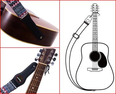 Гітарний ремінь Rayzm Gurt: бавовняний ремінь для акустичної/електро гітари або бас-гітари