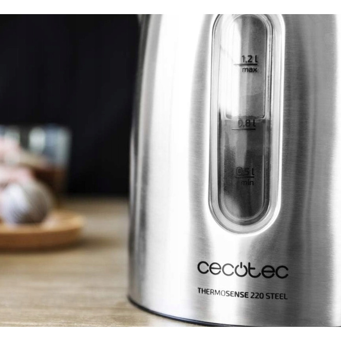 Електричний чайник Cecotec ThermoSense 220, 1630 Вт, 1,2 л, сріблястий/сірий