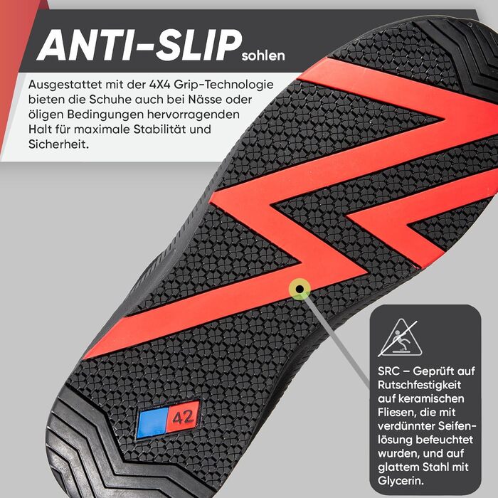 Робочі черевики BWOLF Fly S1PS: безпека, комфорт, ESD, Kevlar, захист від проколів, протиковзаюча EVA підошва, чорно-червоні