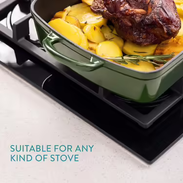 Navaris Cast Iron Casserole Dish Roasting Pan Rectangular - Enameled Roaster Heat-Resistant with Handles - For All Dishes and Cooking Surfaces