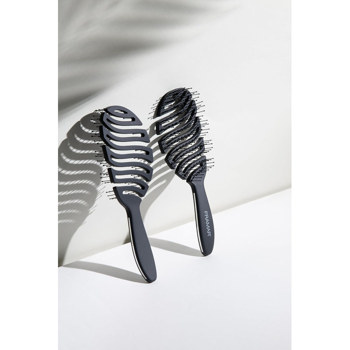 FRAMAR Щітка для волосся без заплутування - щітка для волосся, фен-щітка, щітка для сушіння, жіноча щітка, щітка для мокрого волосся, розпушувальна щітка для довгого волосся, щітка для сушіння, щітка з вентиляцією (Flex - Black)