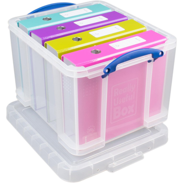 Really Useful 35C Plastic Storage Box - Lightweight, Robust, Stackable - 35 Liters - 480 x 390 x 310 mm - Transparent