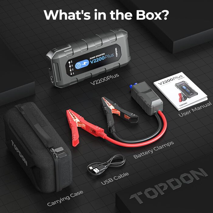 TOPDON V2200Air: Портативний пусковий пристрій та компресор для авто (2200A, 150PSI)
