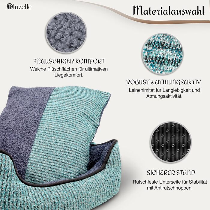 Ліжко для собак та котів, корзина для собак, диван для собак, подушка для собак, ліжко для котів, подушка для котів, S, зелений, 53x42x18 см