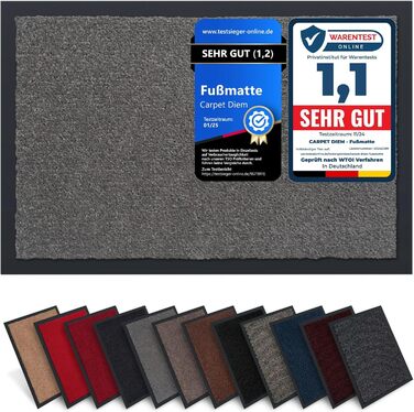 Килимок для дому Carpet Diem, 60x90 см / 80x120 см, сірий - Збірний, антиковзаючий, для входу, для дому та вулиці