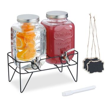 Relaxdays 2-Piece Drink Dispenser, 4L with Stand