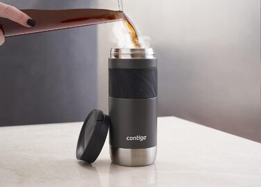 Contigo Byron Snapseal Stainless Steel Travel Mug - Leakproof, Dishwasher Safe Lid, BPA-Free, 590ml - Black