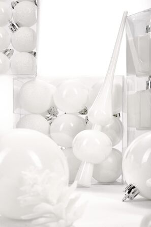 Набір прикрас для ялинки BRUBAKER 101 шт. з верхівкою, кремово-білий, для ялинки