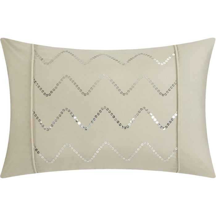 Чіхли для ліжка Chic Home Daya 3 шт. з рюшами та плісе, для двоспального ліжка, білі наволочки та декоративні подушки в комплекті, білий (King, Taupe)
