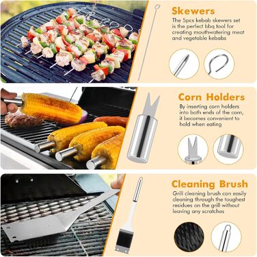 Набір гриль-посуду, нержавіюча сталь, професійний інструмент для гриля, ідеальний подарунок для чоловіків (15 предметів)