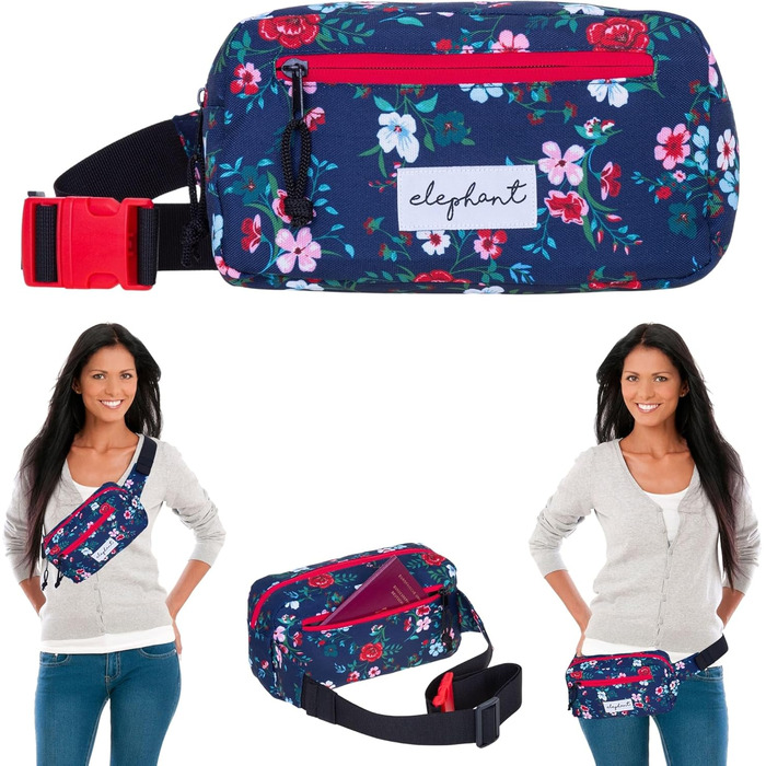 Сумка на пояс для чоловіків та жінок, велика міська сумка-шоппер, спортивна кросбоді-сумка, сумка через плече, сумка-шоппер Elephant, для подорожей (синій квітка)