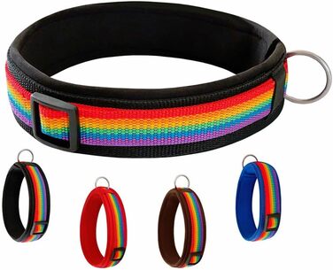 Нашийник для собак Extra-Breit & Weich з неопреновою підкладкою (Райдуга на чорному, S) S (38-43 см) Райдуга на чорному