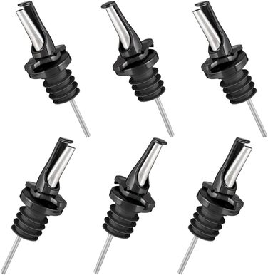 Виливники для спиртних напоїв та оливкової олії з герметичними кришками. Набір з 2 шт. з адаптерами. Нержавіюча сталь, чорний колір.