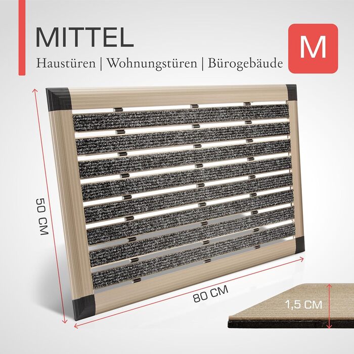 Aluminum Outdoor Doormat - 50x80cm - Rust-Proof, Non-Slip - Champagne Gold
