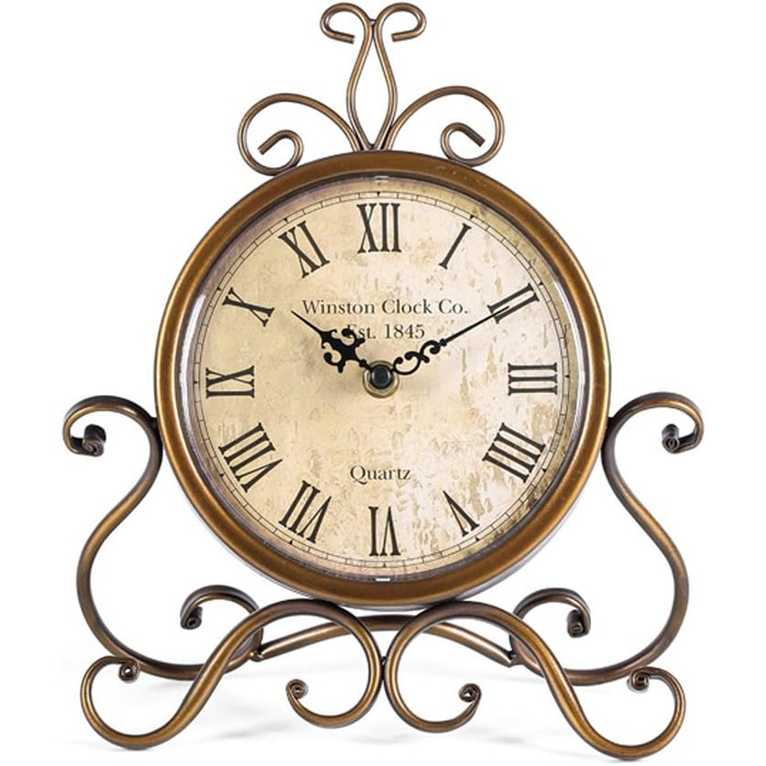 HZDHCLH Retro Silent Roman Table Clock for Living Room Bedroom Office Art Desk Clock (Copper)