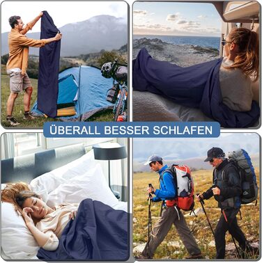 Спальний мішок туристичний 2в1, мікрофібра, 220x95 см, для кемпінгу, хостелів, гірських притулків, зелений/темно-синій