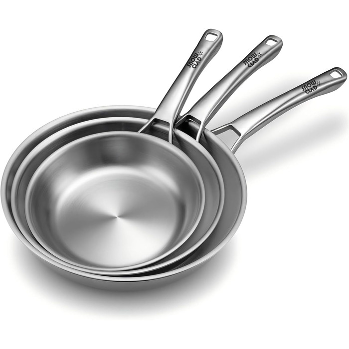 Набір сковорідок з нержавіючої сталі 3 шт. (20, 24, 28 см), універсальні, для всіх плит, індукційні, безпечні для духовки та посудомийної машини