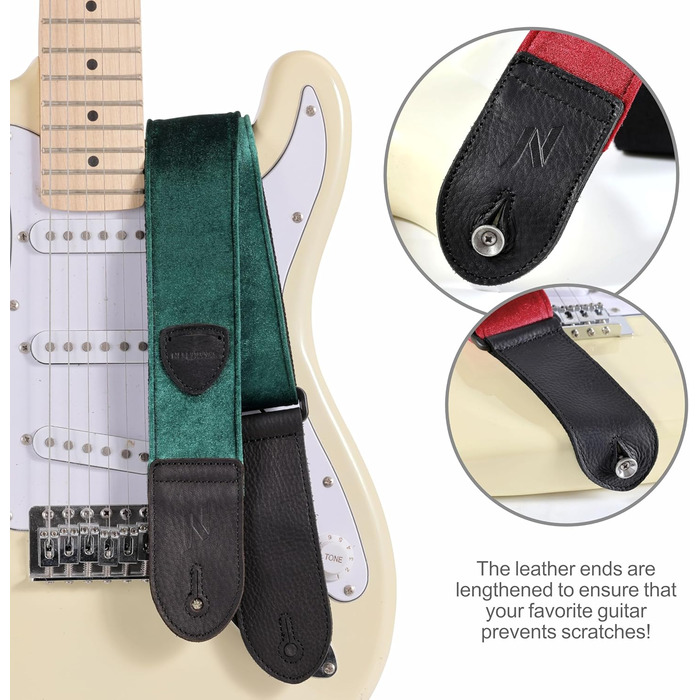 Гітарний ремінь Nefelibata з повного нубуку, вінтажний велюровий ремінь, безкоштовний подарунок: 4 медіатори + фіксатори ременя + кнопка для ременя, подарунок для бас-гітари, електро- та акустичної гітари (вишуканий фіолетовий, колір Різдва C#)