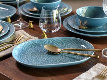 Набір посуду CreaTable Serie Orient Mandala 18 предметів, порцеляновий, аквамарин, для мікрохвильовки та посудомийної машини, вироблено в Європі