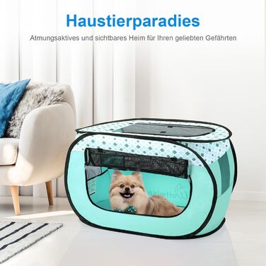 Вольвайз Вопенауфста: Переносний вольєр для тварин 90x60x60 см, для собак, котів, кроликів, для дому та вулиці, зелений