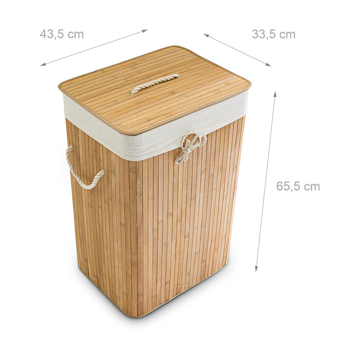 Relaxdays Bamboo Laundry Basket, Square