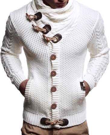 Чоловічий кардиган Leif Nelson з ґудзиками, Regular Fit, білий, з довгим рукавом
