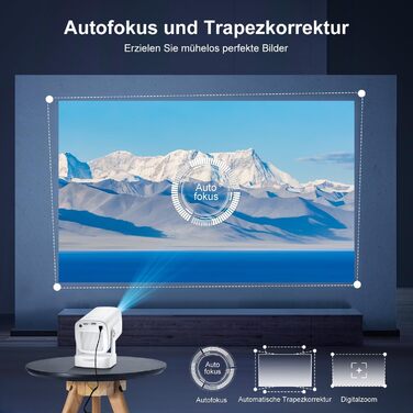 Проектор Salange P92Max ST: 4K, Android 13, WiFi, Bluetooth 5.2, Автофокус, Вбудовані YouTube/PrimeVideo/D+, 12000 лм, 5W динамік