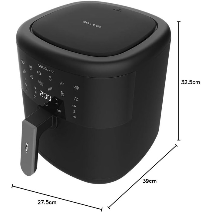 Фритюрниця без олії Cecotec Cecofry Bombastik 6000, 6 л, 1700 Вт, PerfectCook, 12 режимів, чорна