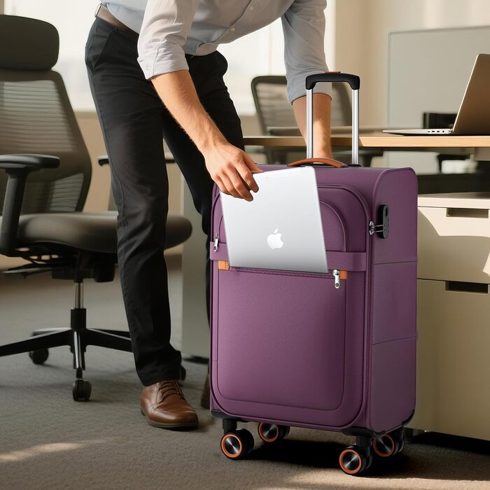 Чемодан великий 78x48x30 см, тканинний, Troey - ваговою, з 4 колесами та відділенням для аксесуарів, ручна поклажа, 109 літрів, червоний