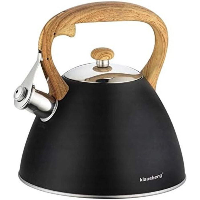 Свисток-чайник з нержавіючої сталі, 3 л, для індукційних, газових та електричних плит (Чорний)