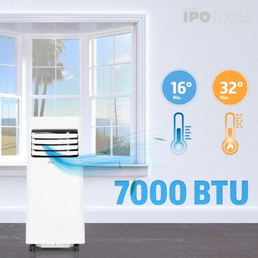 Мобільний кондиціонер IPOTOOLS 3-в-1: охолодження, вентиляція, осушення (9000 BTU)