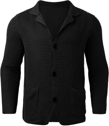 Трактенкова в'язана жилетка чоловіча кардиган на ґудзиках, пуловер, куртка без капюшона, флісова жилетка для активного відпочинку, в'язана світшот, класична, стильна жилетка, тепла зимова куртка до джинсів або чинос, чорний колір