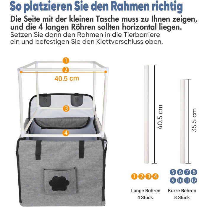 Автомобільний лежак для собак 44x40x40 см – міцний лежак з ременями безпеки та сіткою, знімний кошик для собак на заднє сидіння, водонепроникний та зручний
