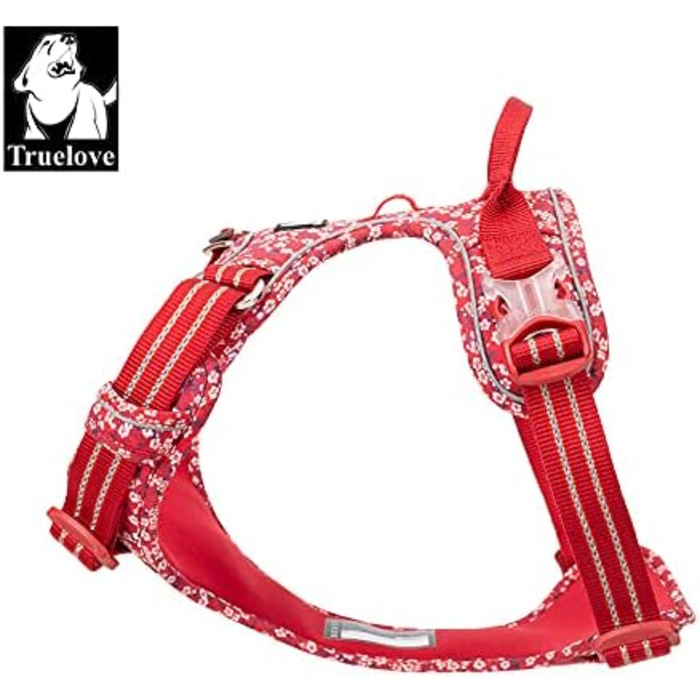 Шлейка для собак WINHYEPET Truelove No-Pull, бавовняна, дихаюча, світловідбиваюча, регульована, для маленьких та середніх собак і котів, TLH5655 (S, Маковий Червоний)